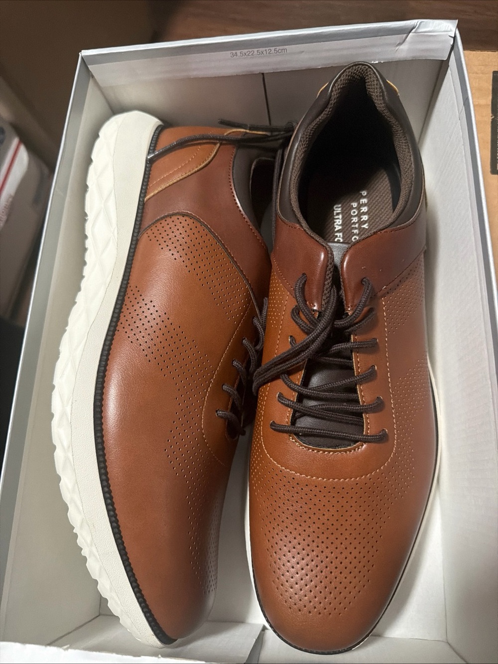 Perry Ellis Portfolio Sneaker Mens Brown Black Lace Up Leather Casual Shoes - 13